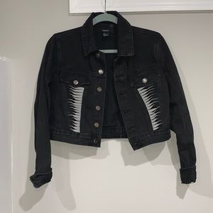 Badass black cropped jean jacket